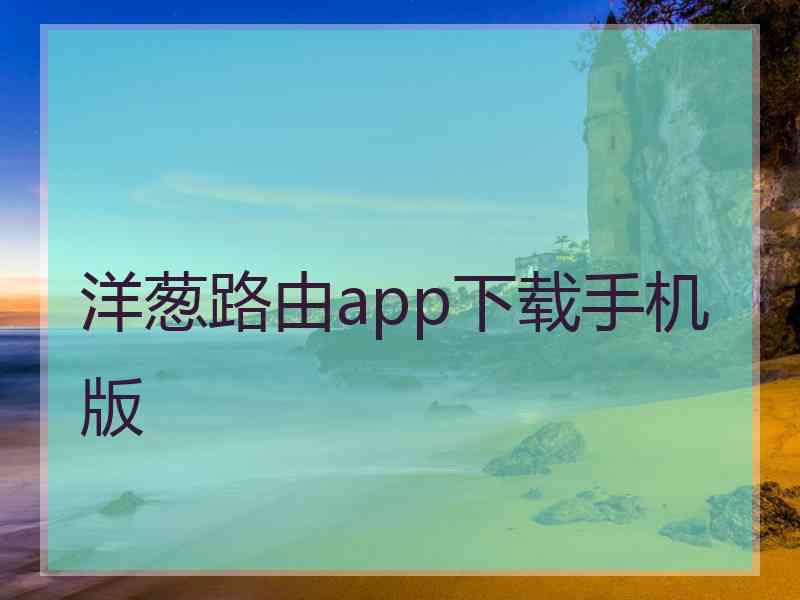 洋葱路由app下载手机版