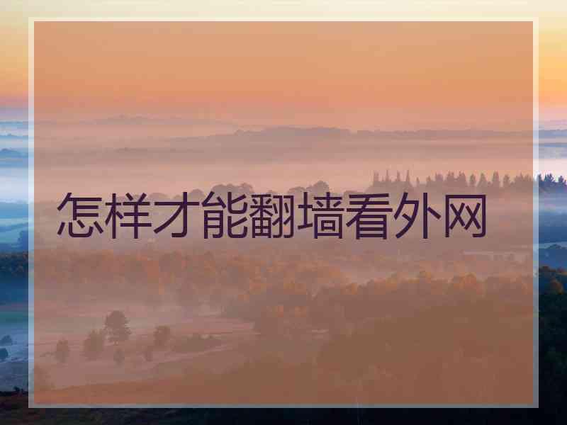 怎样才能翻墙看外网
