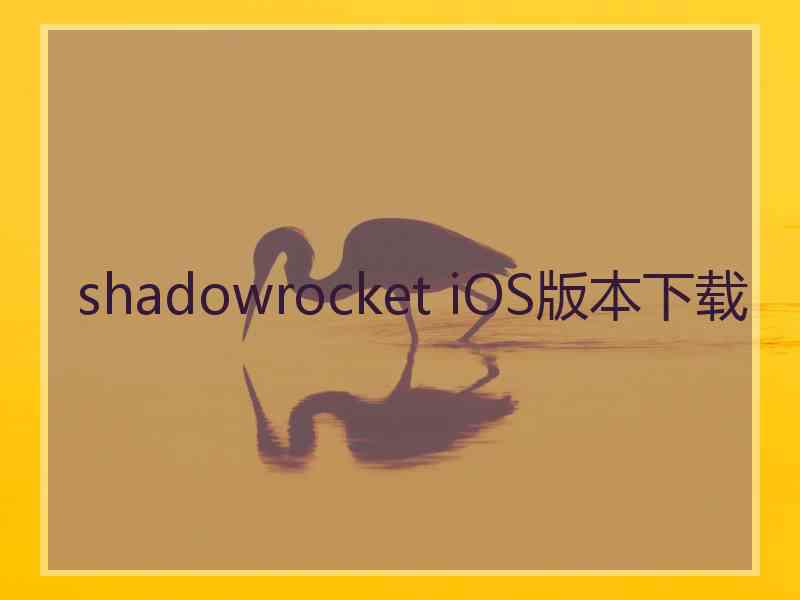 shadowrocket iOS版本下载