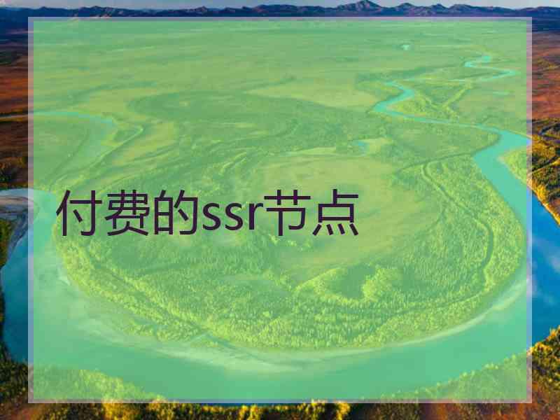 付费的ssr节点