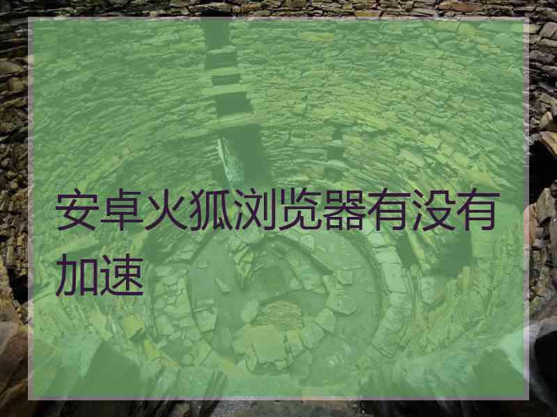 安卓火狐浏览器有没有加速