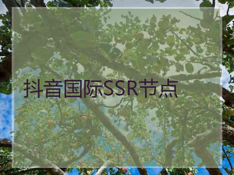 抖音国际SSR节点