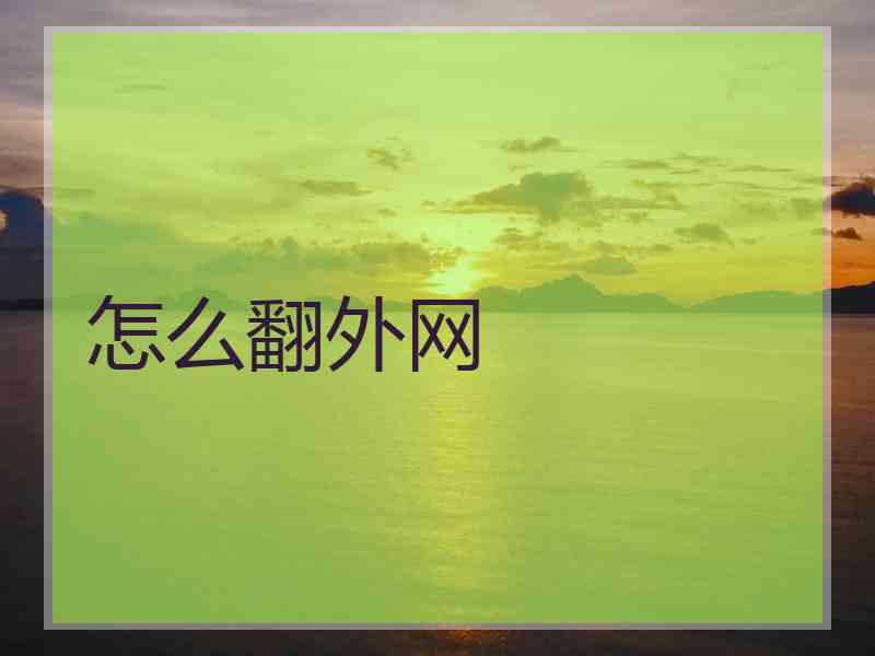 怎么翻外网