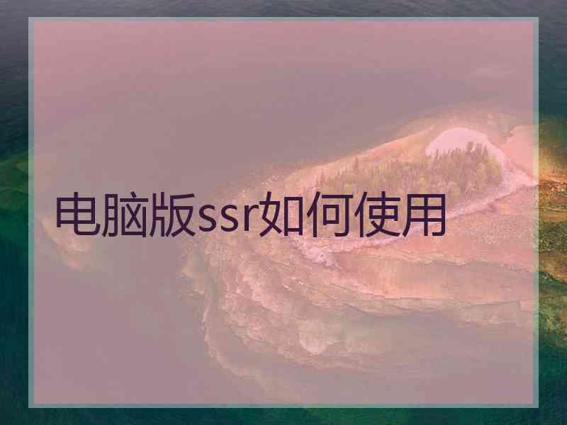 电脑版ssr如何使用