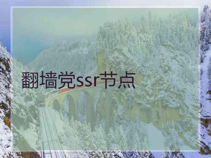 翻墙党ssr节点