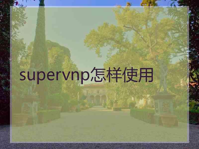 supervnp怎样使用