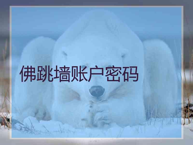 佛跳墙账户密码